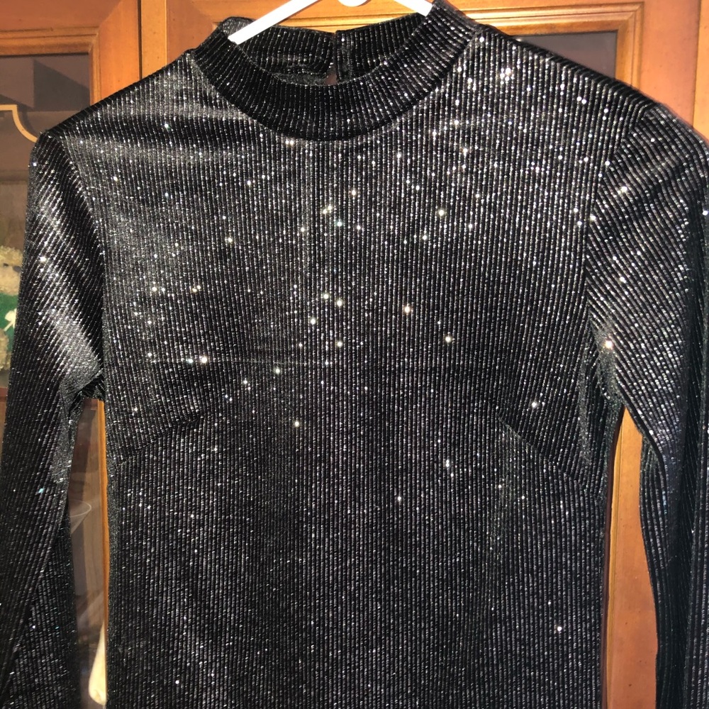 Black with silver shimmering top